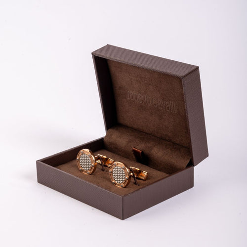 Roberto Cavalli Cufflinks Ip Rose gold & Matte Silver Color Combination