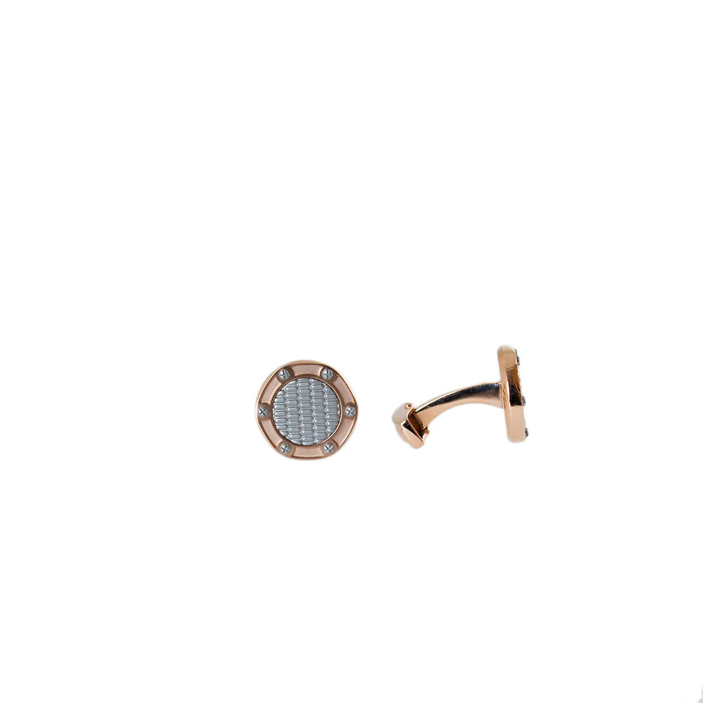 Roberto Cavalli Cufflinks Ip Rose gold & Matte Silver Color Combination