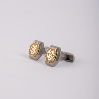 Roberto Cavalli Cufflinks Matte Silver Color With Ip Gold Mid