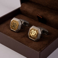 Roberto Cavalli Cufflinks Matte Silver Color With Ip Gold Mid