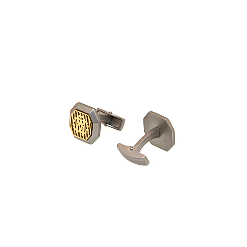 Roberto Cavalli Cufflinks Matte Silver Color With Ip Gold Mid