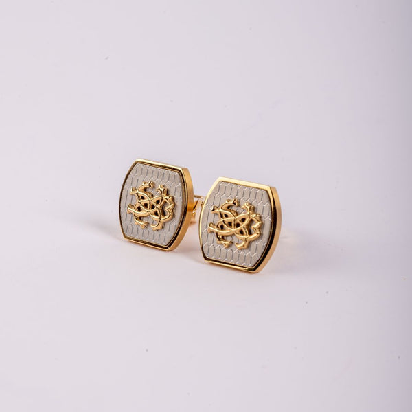 Roberto Cavalli Cufflinks Ip Gold With Silver Color Mid & Ip Gold Logo