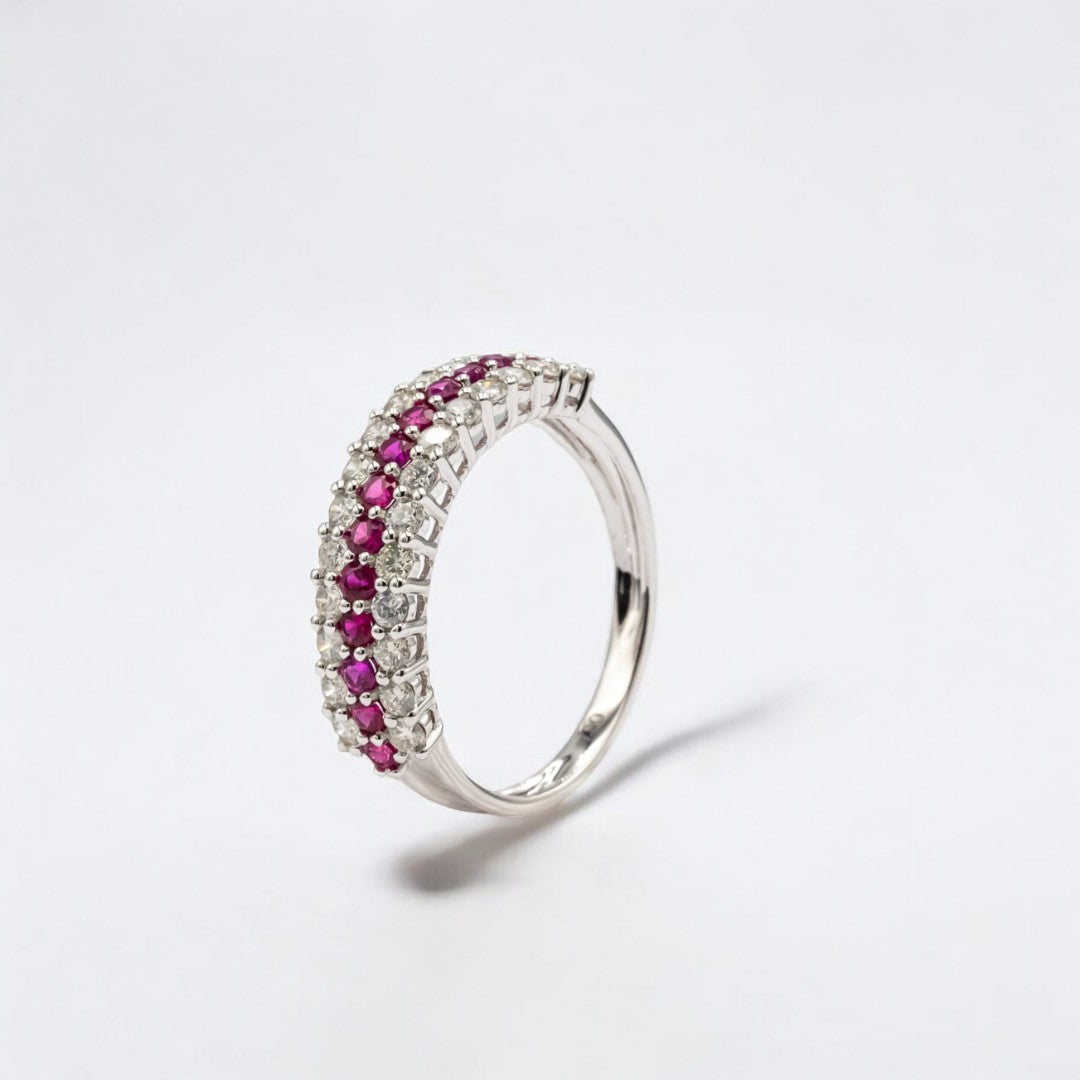 Diamond Ring with Ruby Stones