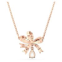 Swarovski Volta Necklace Bow, White, Rose Gold-Tone