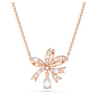 Swarovski Volta Necklace Bow, White, Rose Gold-Tone