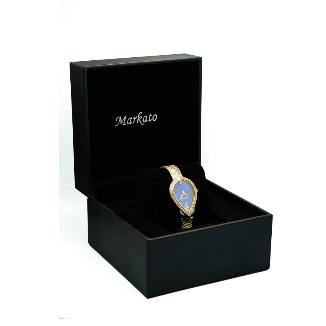 MARKATO Women Watch with Pear Shape with Blue Dial